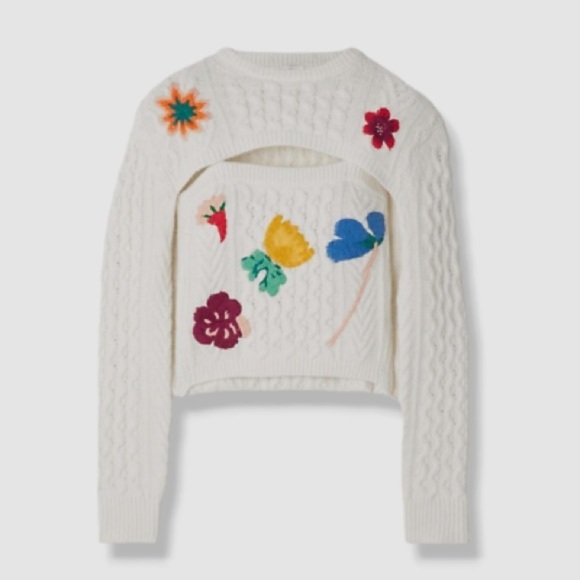 ROSIE ASSOULIN Thousand in One Ways Floral Convertible Cami Sweater Ivory XS - Picture 2 of 10